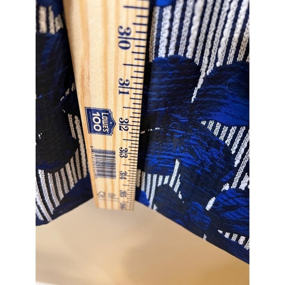 Belle Badgley Mischka Blue Floral Striped Sleeveless Fit And Flare Dress Size 2 - Picture 9 of 11